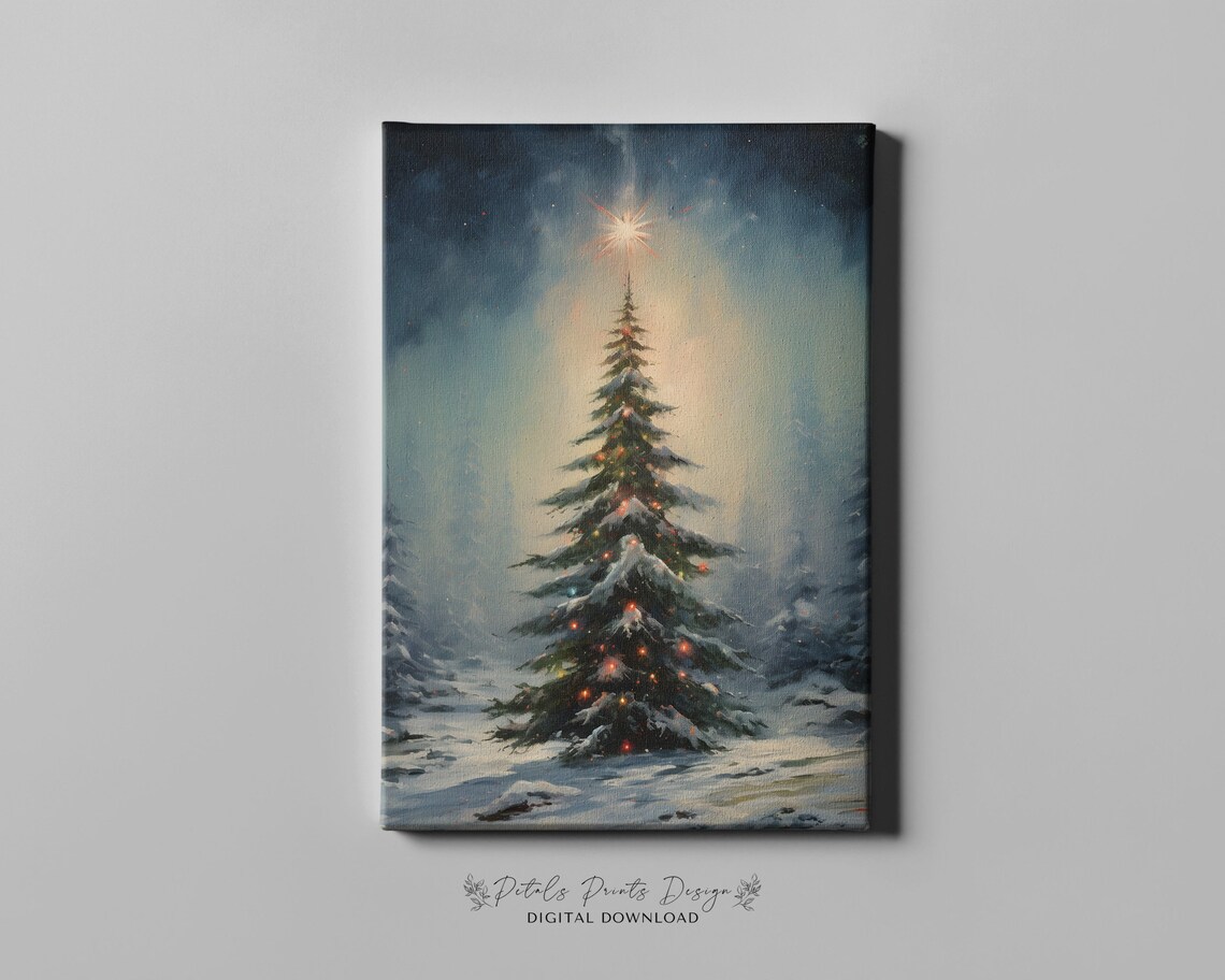 Christmas Trees Holiday Art Print, Vintage Rustic Decor - Image 4