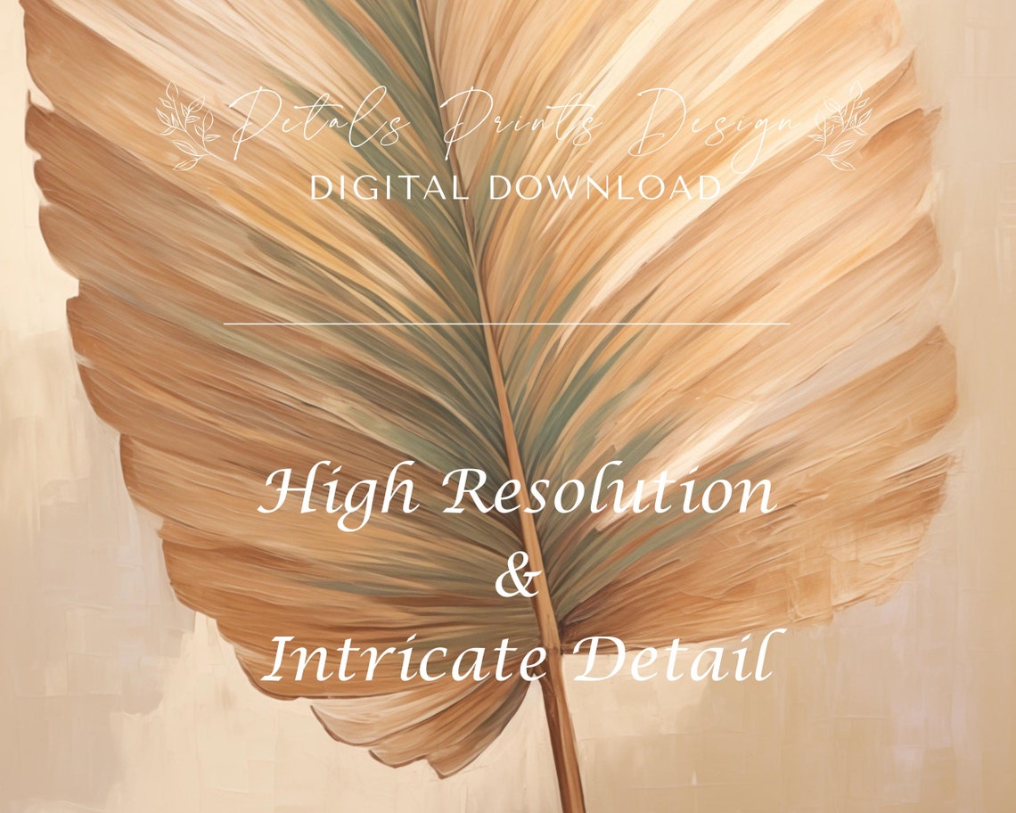 Dried Palm Leaf Neutral Beige Botanical Minimalist Style Poster - Image 3