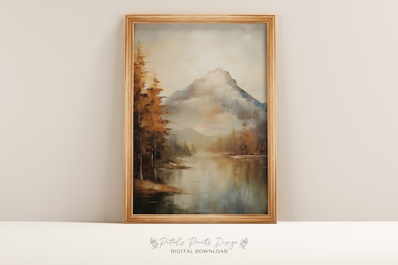 Rustic Fall Landscape Vintage Autumn Countryside Art Print