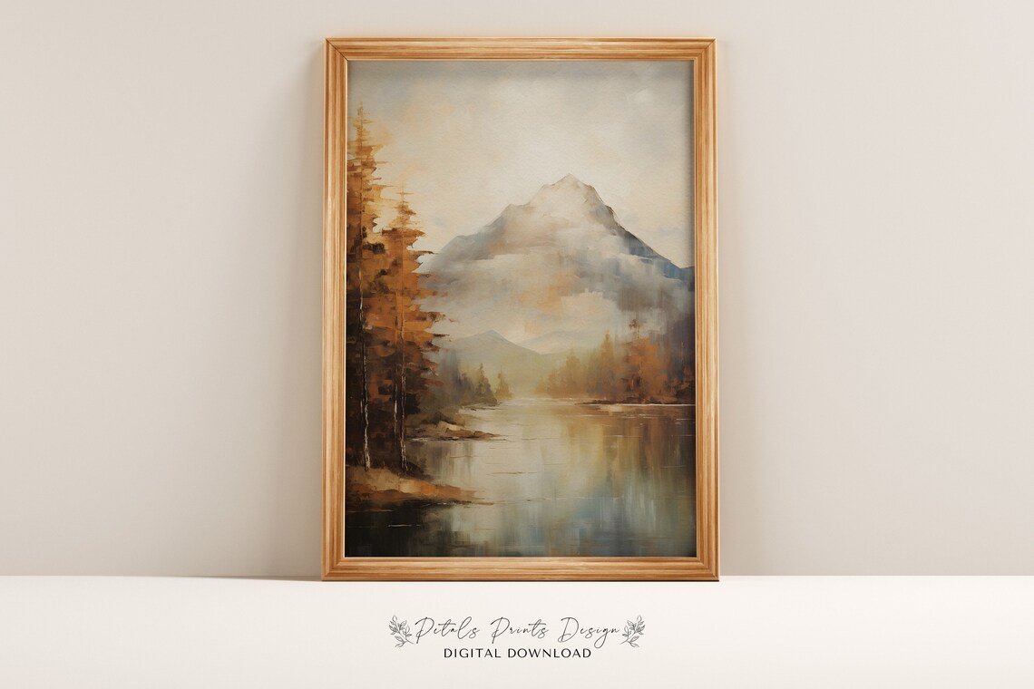 Rustic Fall Landscape Vintage Autumn Countryside Art Print