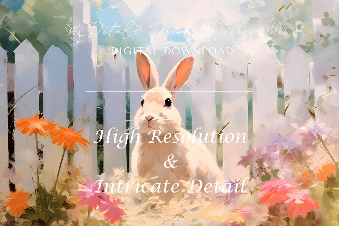 Bunnies And Wildflowers Vintage Easter Art Print - Image 3