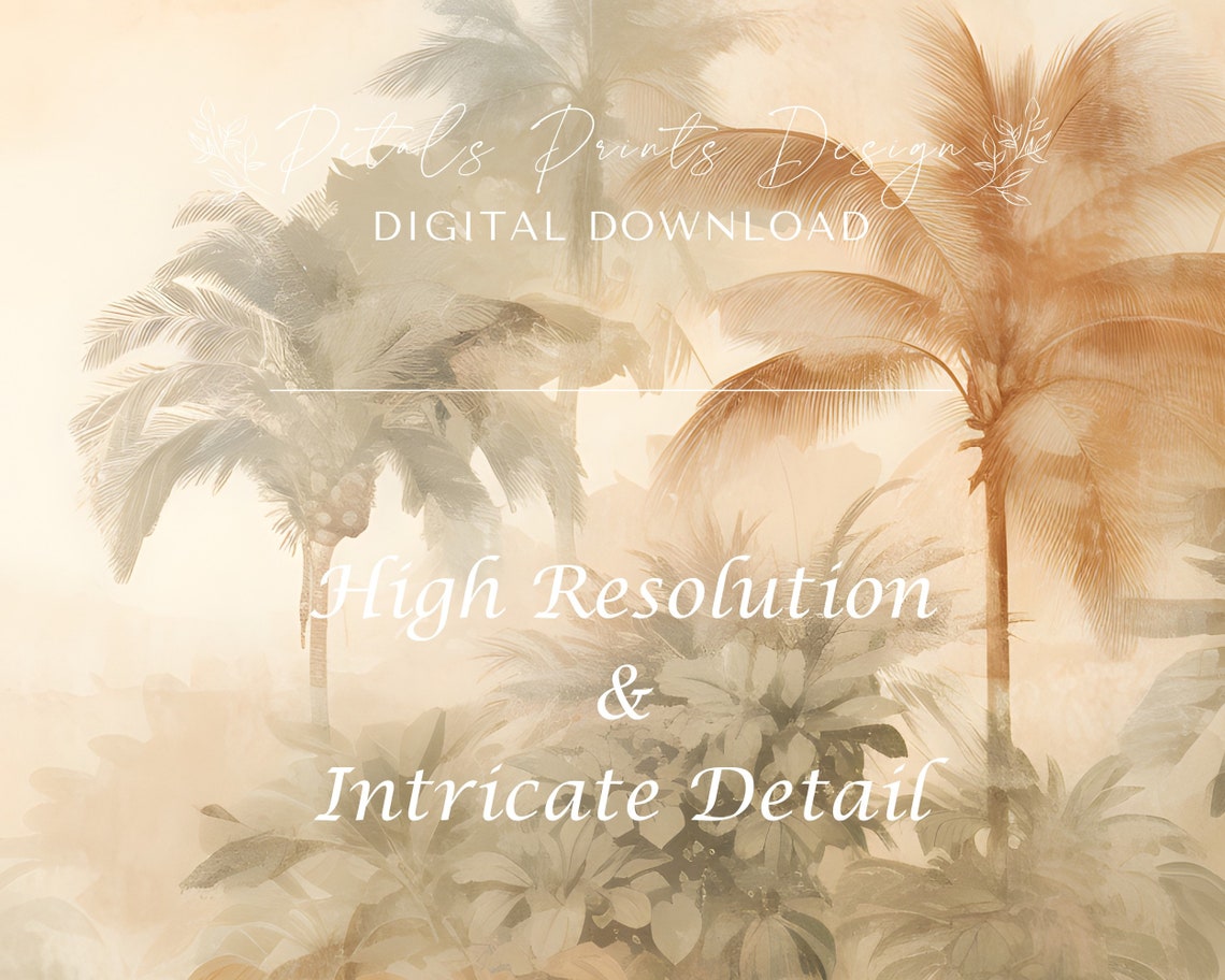 Misty Tropical Palm Jungle Hazy Golden Exotic Landscape Poster - Image 3