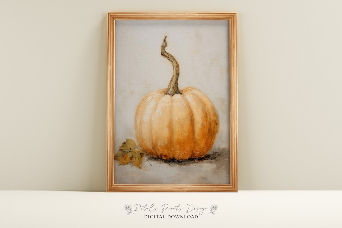 Pumpkin Still Life Painting Autumn Wall Art Print