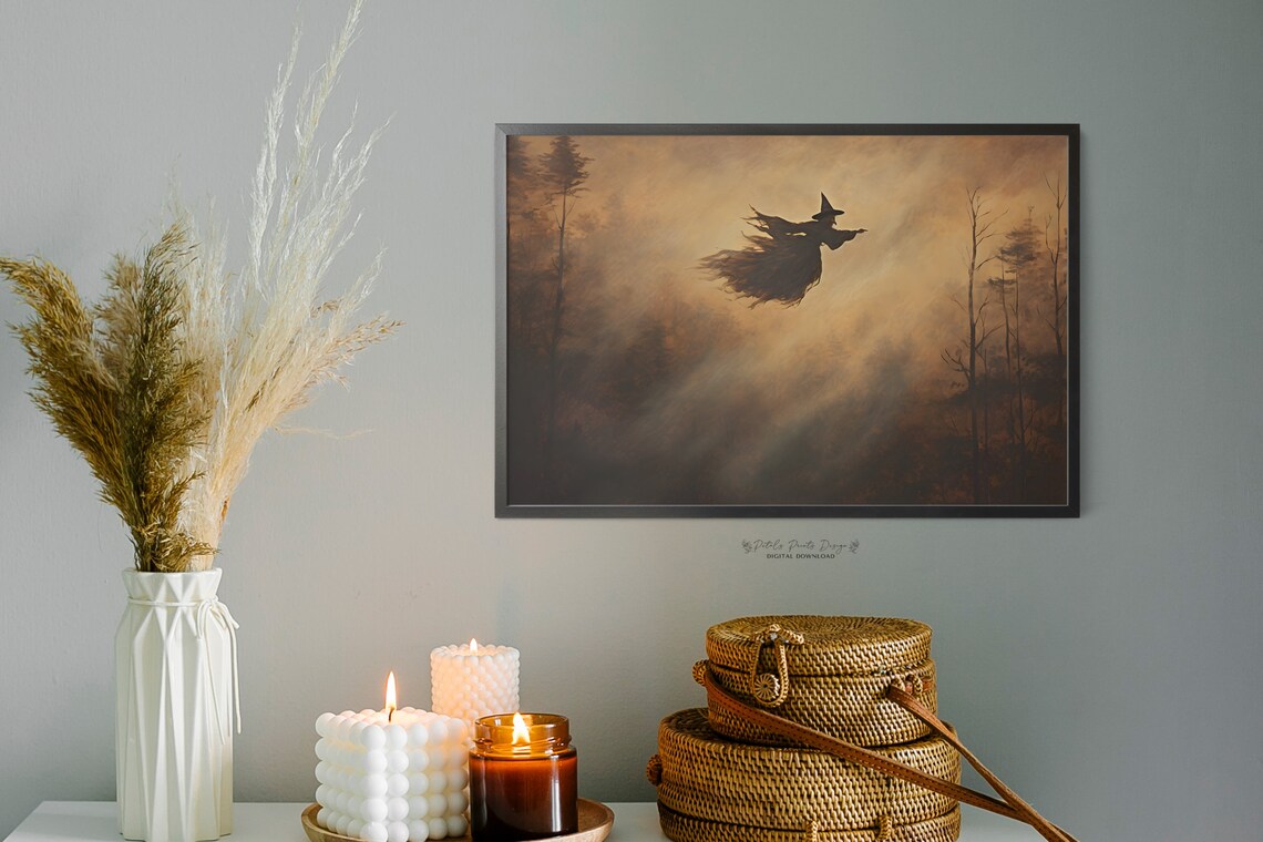 Witchy Halloween Decor Vintage Rustic Art Print - Image 2