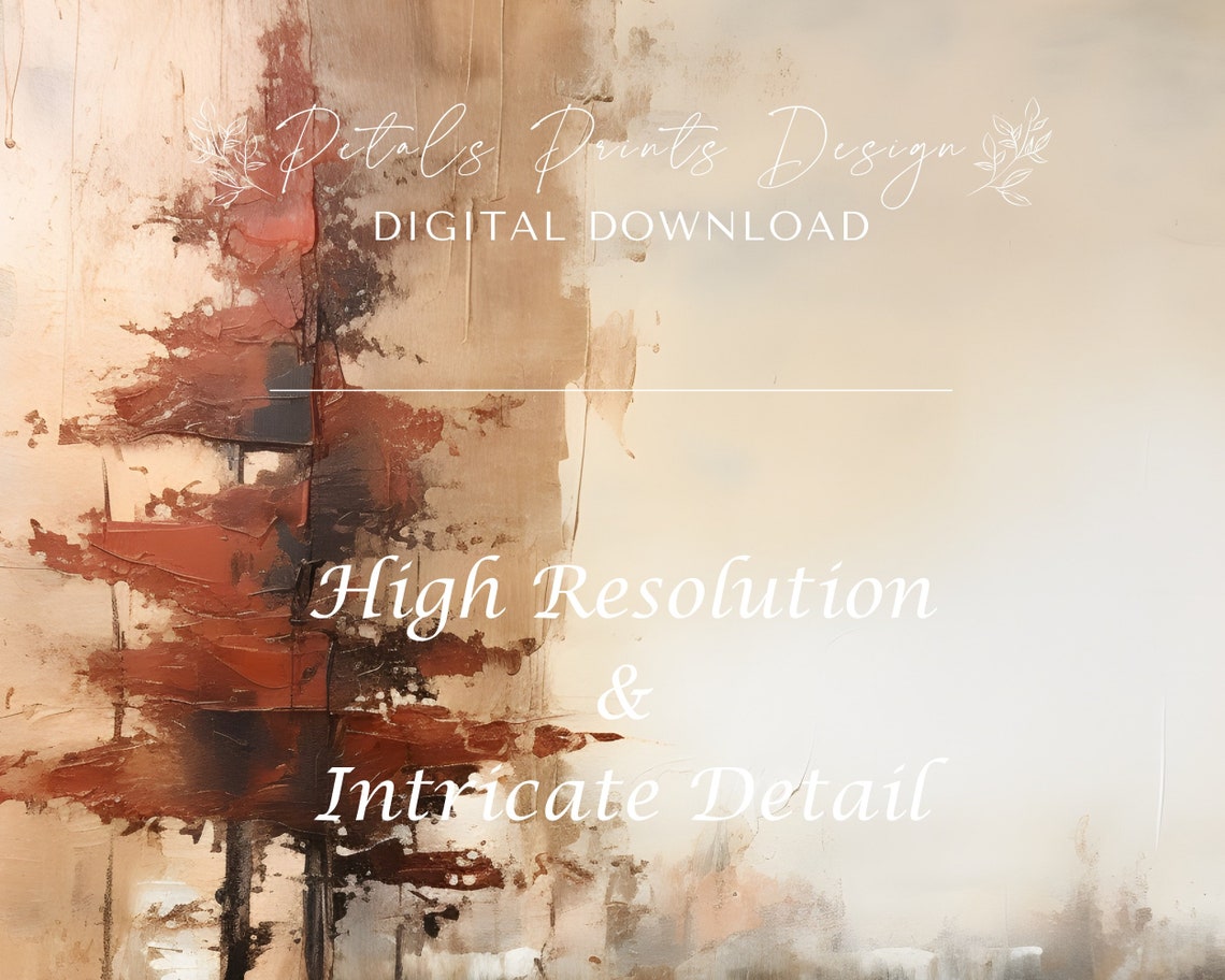 Red Pine Tree Abstract Wash Minimalist Warm Earth Modern Poster - Image 3
