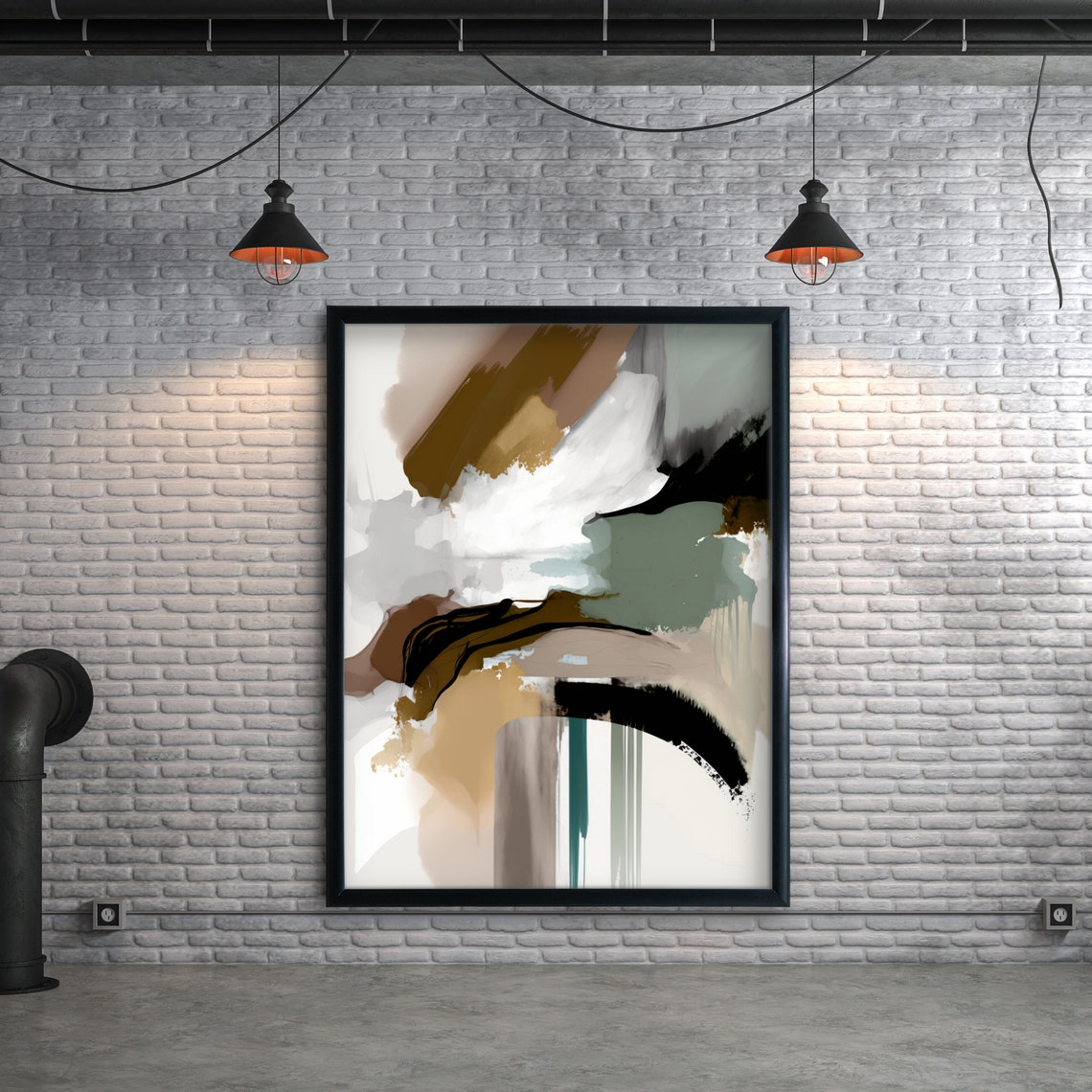 Neutral Earth Tone Modern Abstract Brushstroke Minimalist Wall Art