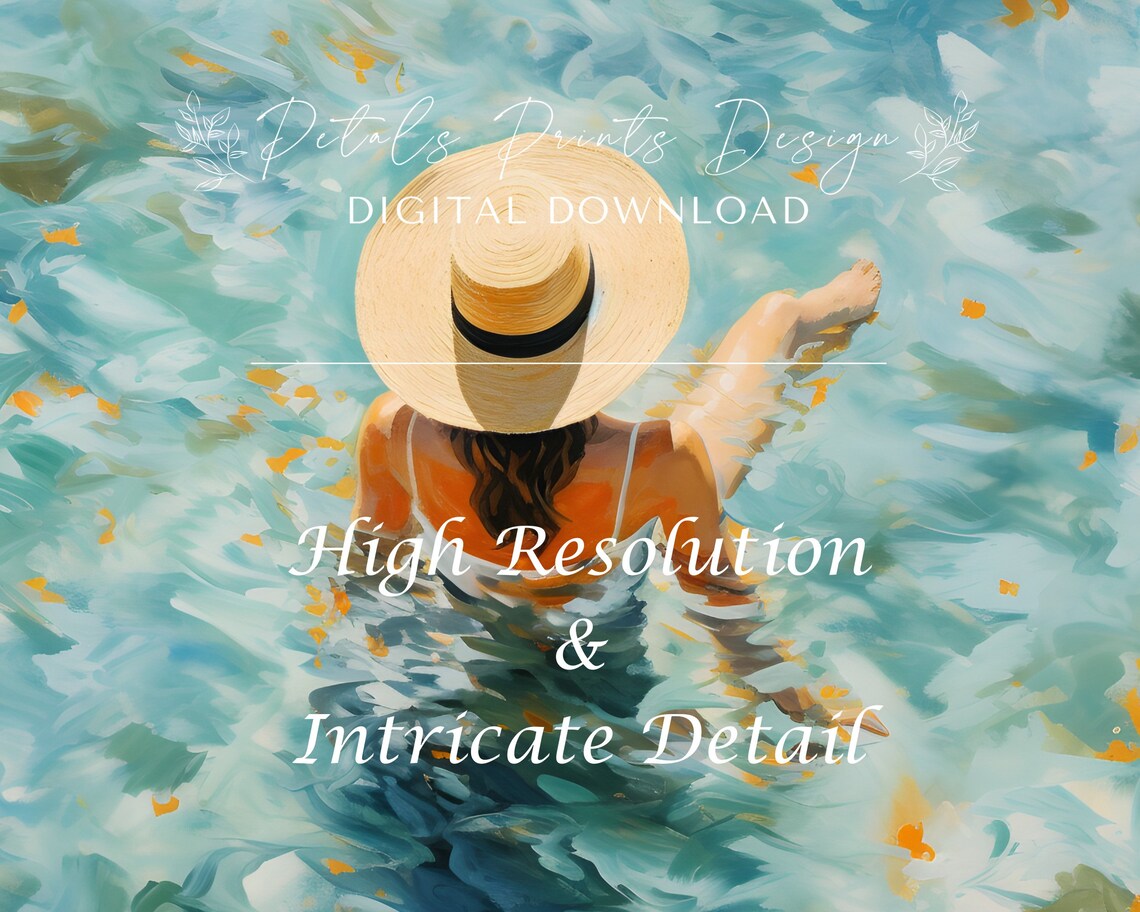 Woman in Straw Hat Floating on Turquoise Water Vacation Poster - Image 3