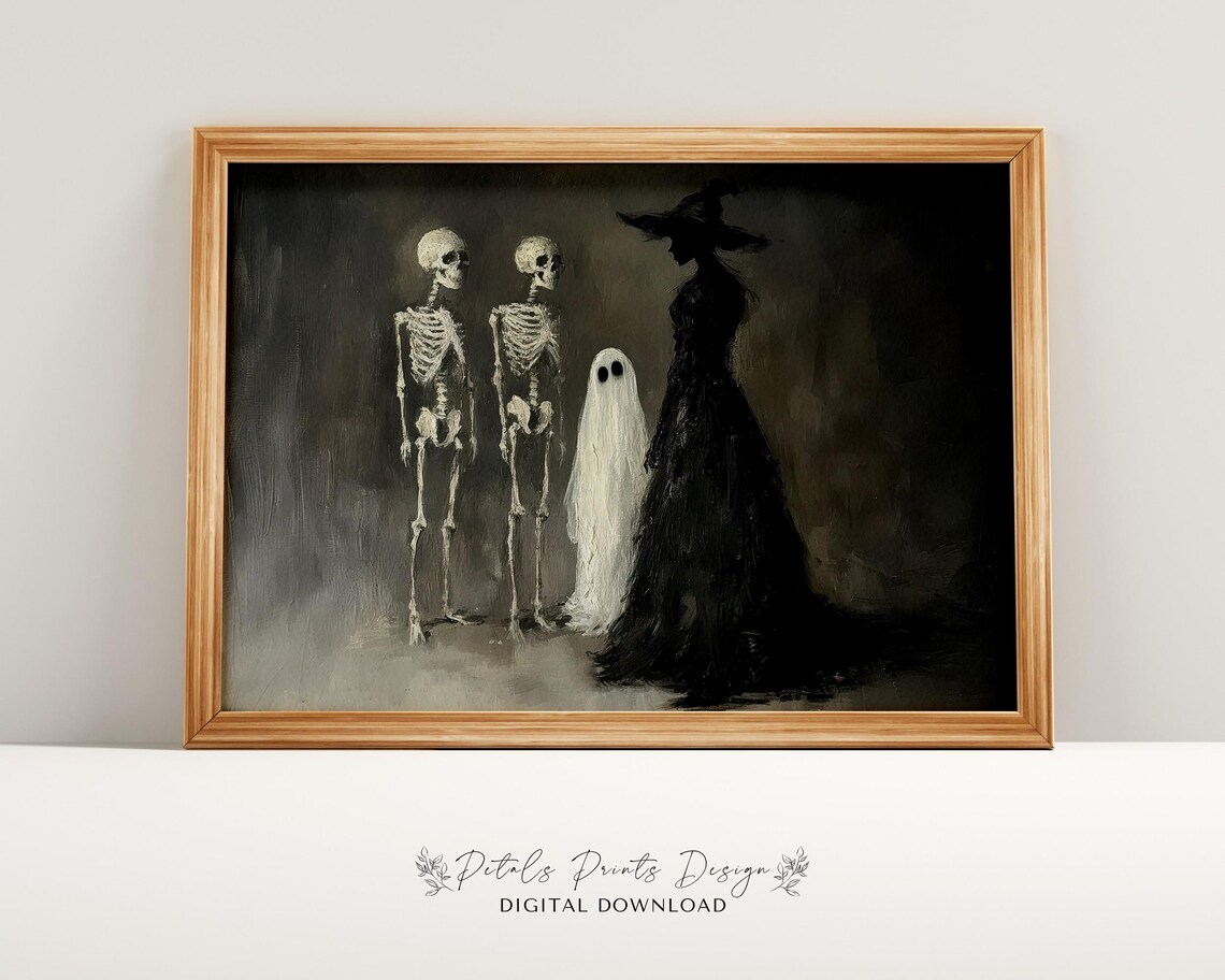 Witchy Halloween Decor, Vintage Rustic Art Print