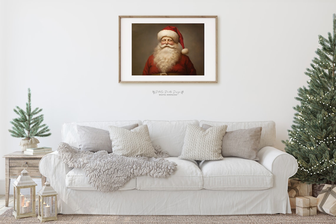 Santa Still Life Painting, Rustic Christmas Art Print - Image 2