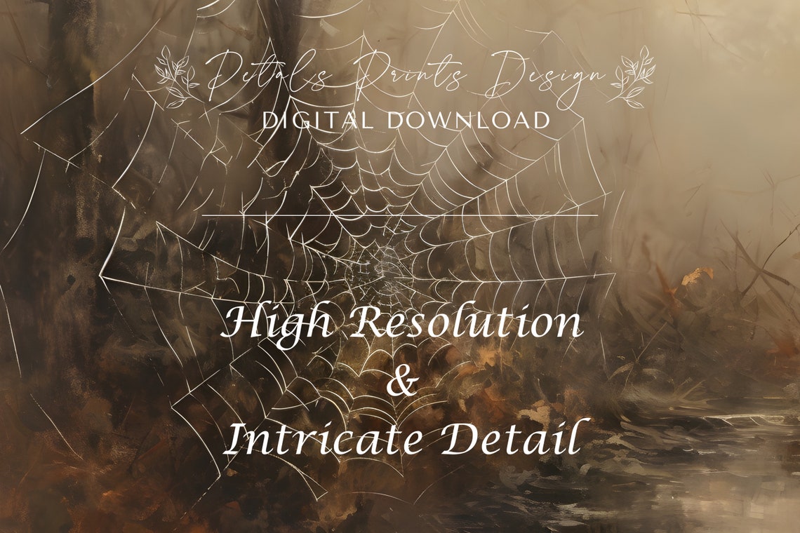 Spider Web Misty Dark Forest Spooky Vintage Halloween Night Poster - Image 3
