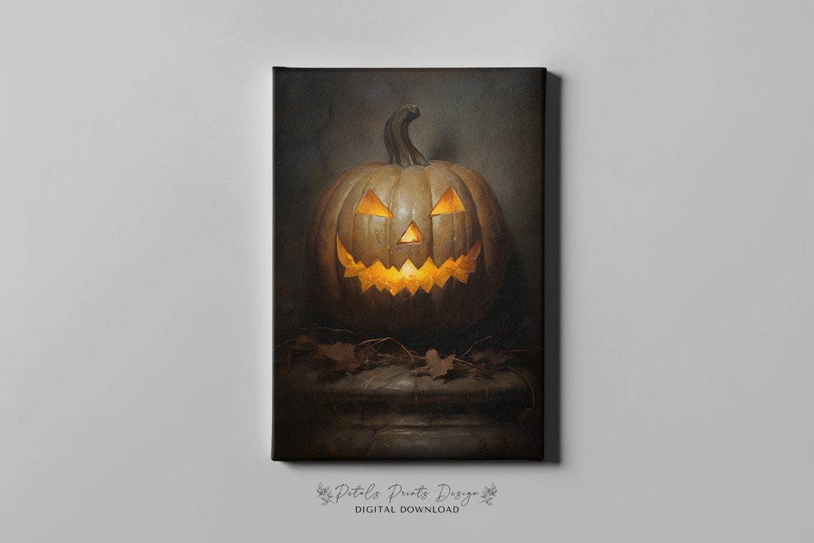 Glowing Jack O Lantern Carved Pumpkin Spooky Halloween Poster - Image 3