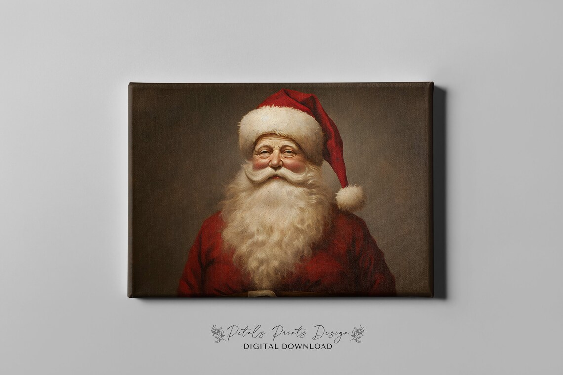 Santa Still Life Painting, Rustic Christmas Art Print - Image 3