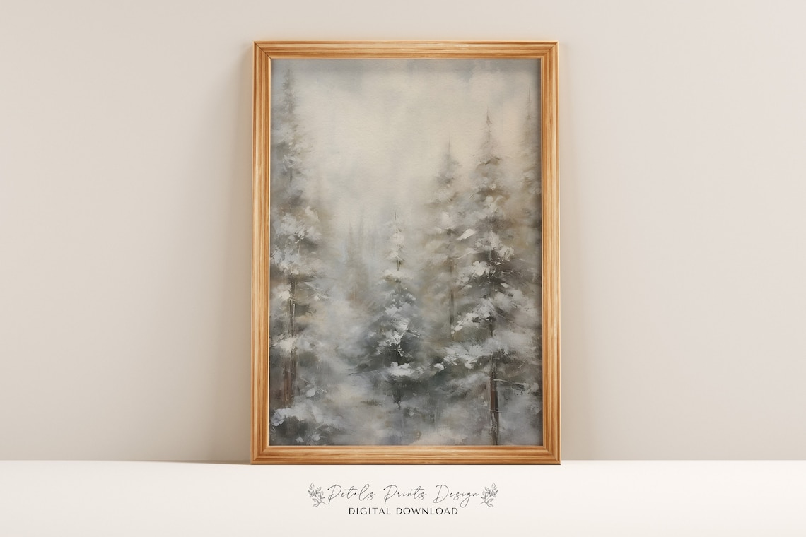 Christmas Pine Tree Rustic Vintage Holiday Art Print