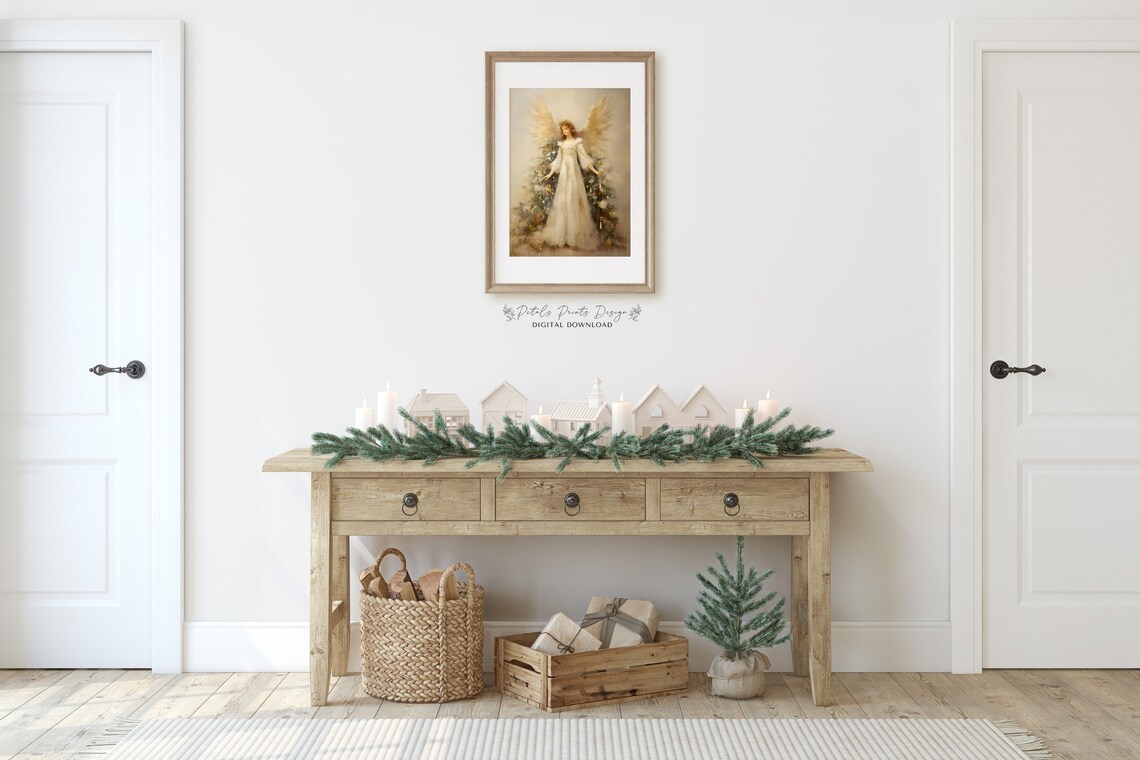 Vintage Christmas Angel Still Life Art Print - Image 2