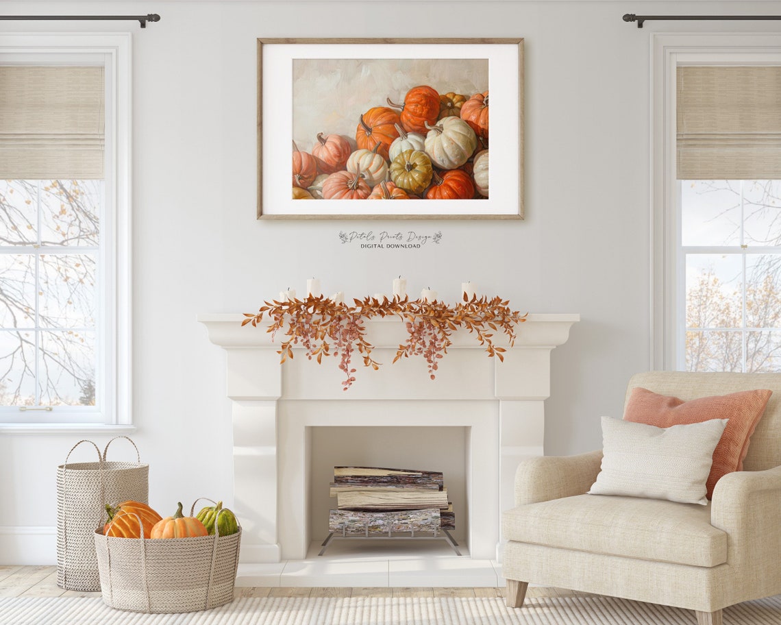 Rustic Pumpkin Still Life Painting Fall Harvest Thanksgiving Art Print - Image 2
