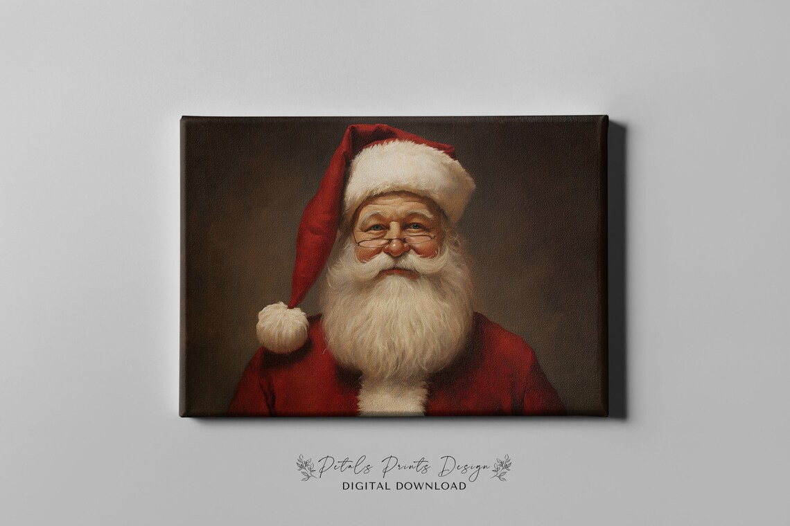 Santa Still Life Painting, Rustic Christmas Art - Image 3