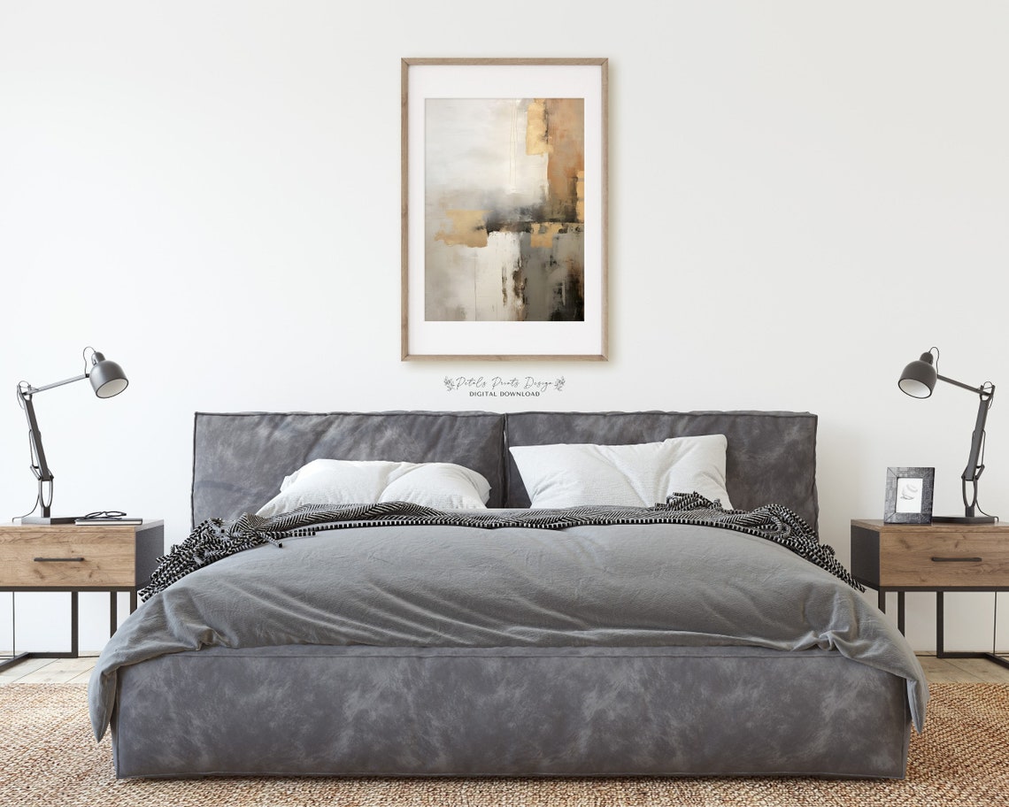 Soft Gray Gold Neutral Abstract Drips Textured Modern Art Poster - Image 2