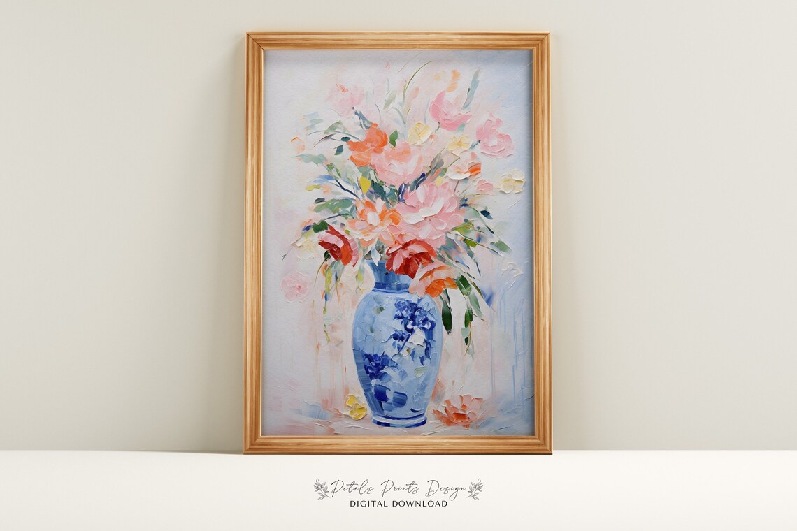 Flower Bouquet Vintage Oil Painting Art Print