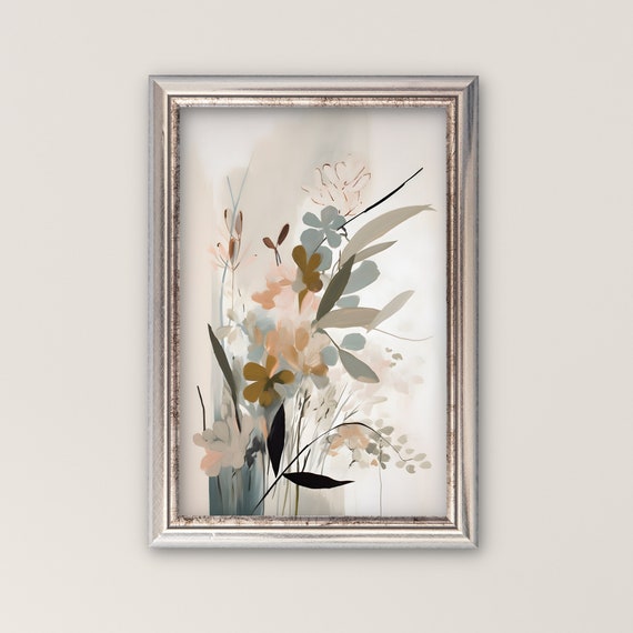 Abstract Botanical Art Print Modern Neutral Oil Painting