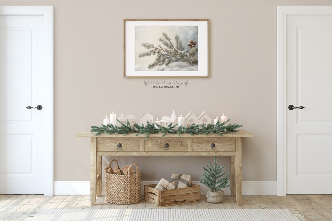Christmas Pinetree Rustic Vintage Holiday Art Print - Image 2