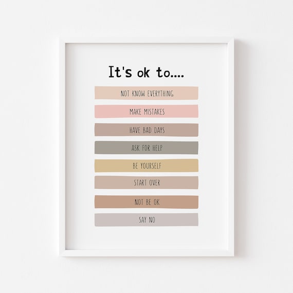 It’s OK To Not Be Poster, Positive Affirmations Print