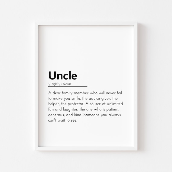 Uncle Definition Family Gift Poster Minimalist Typography Birthday Decor