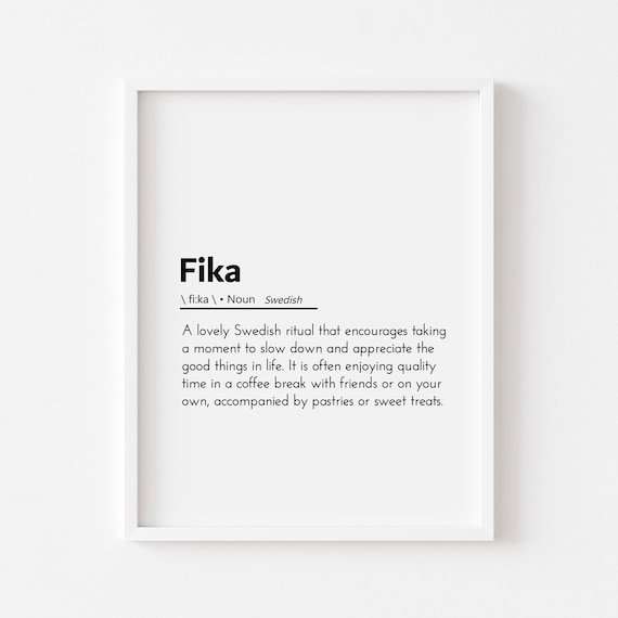 Fika Swedish Coffee Break Definition Dictionary Quote Poster