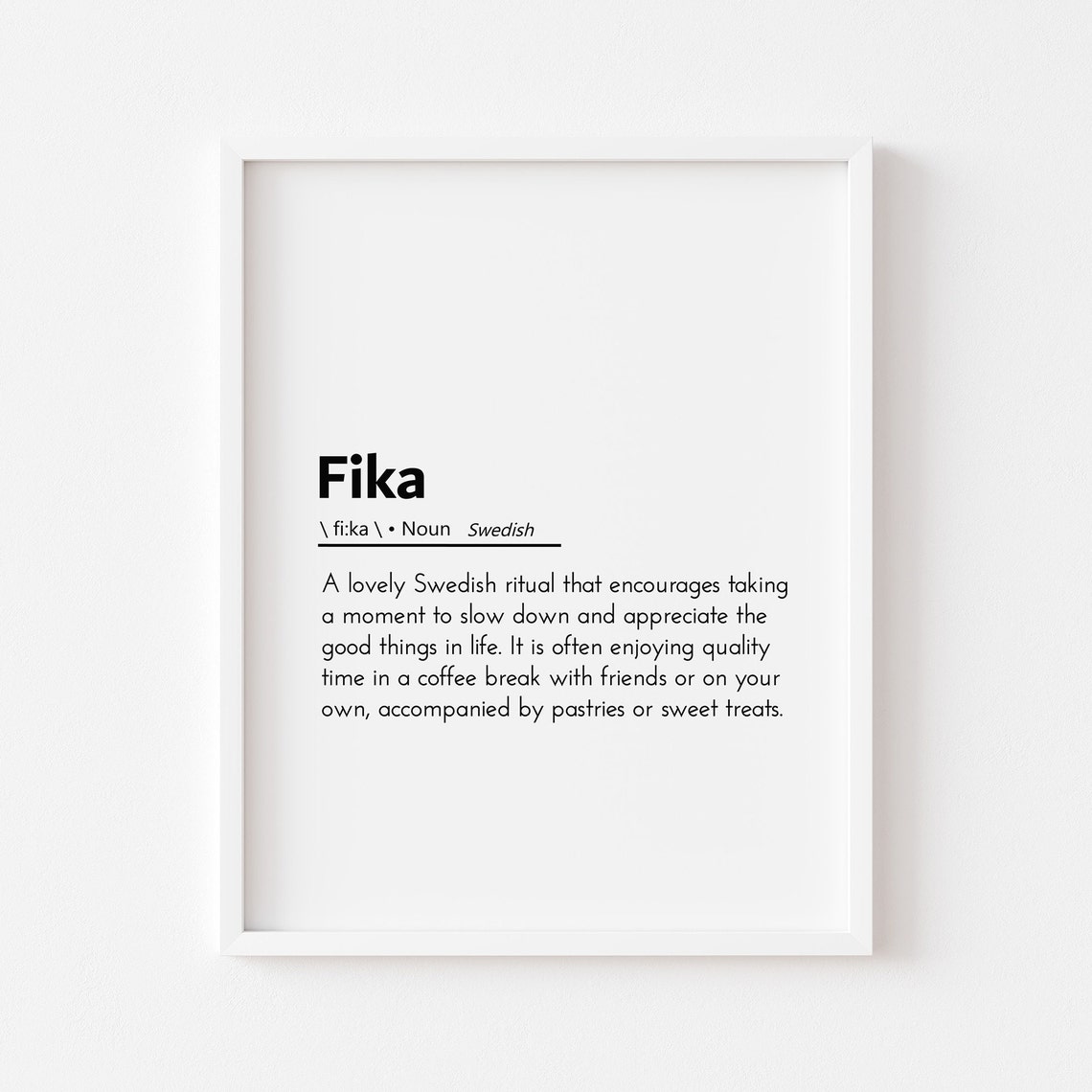 Fika Swedish Coffee Break Definition Dictionary Quote Poster