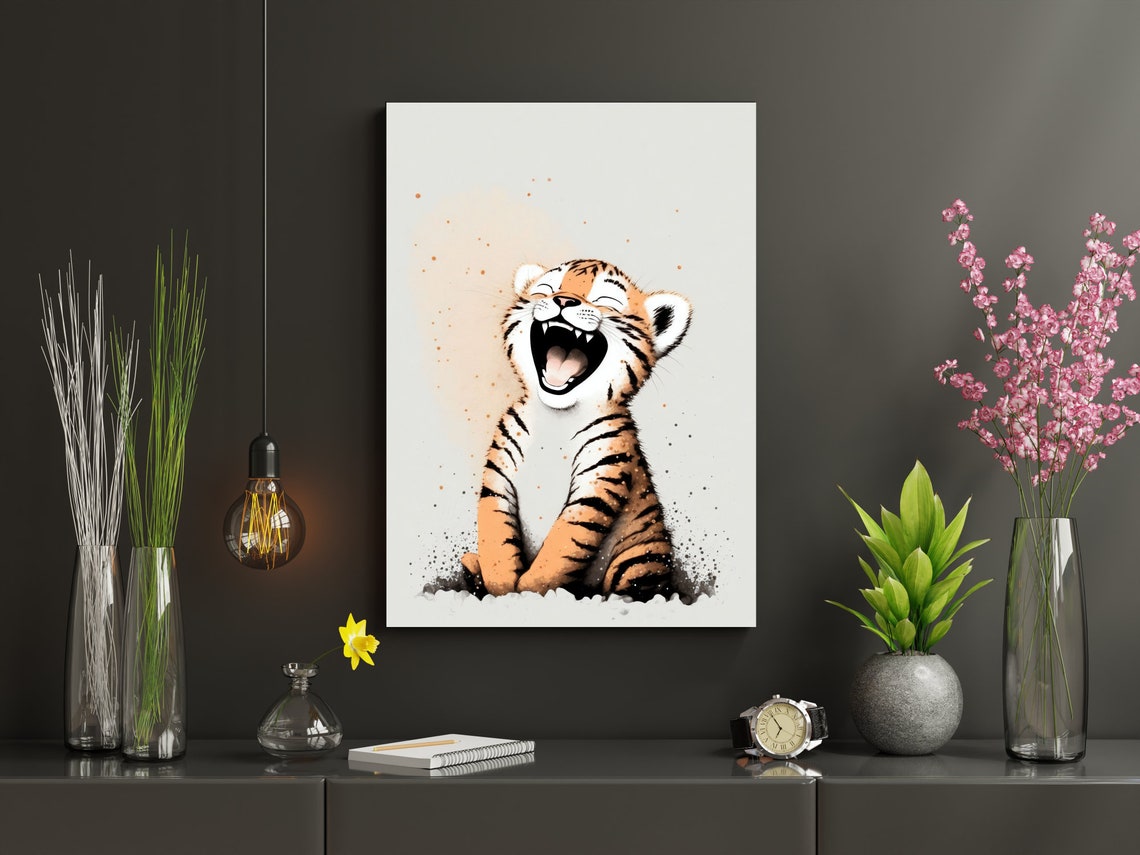 Positive Laughing Tiger Wall Art Print Funny Printable Gift Wall Decor Happy Tiger Print Printable Wall Art Instant - Image 2