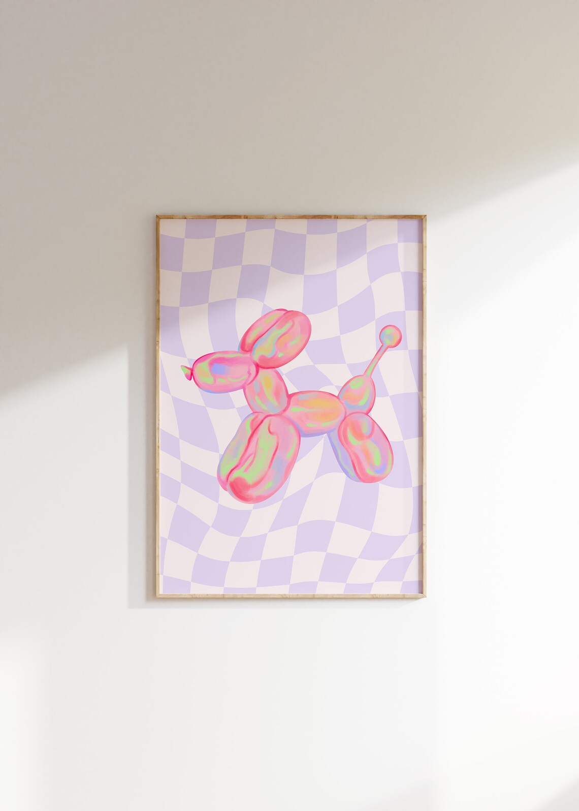 Pink Balloon Dog Art Print, Y2K Preppy Decor