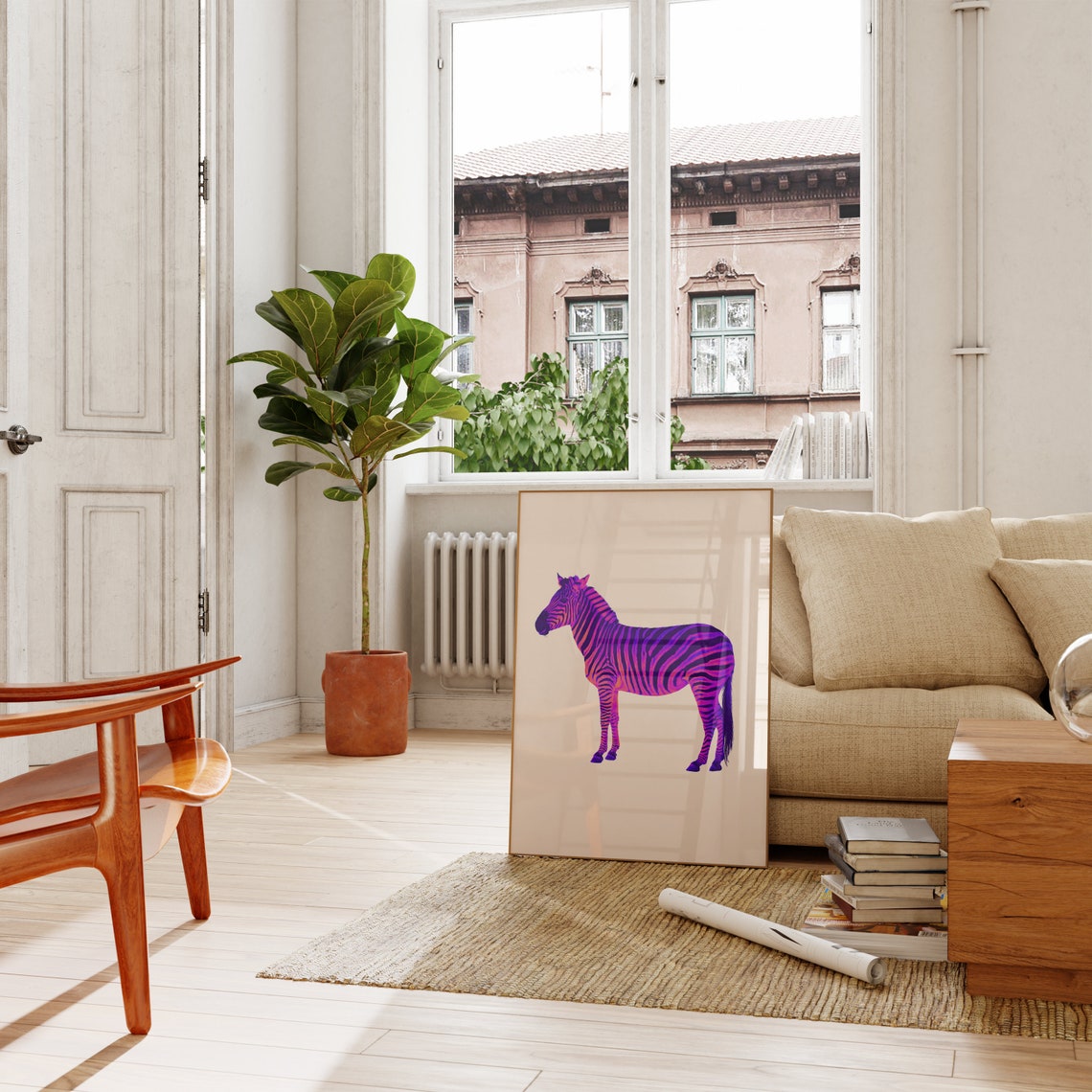 Neon Pink Purple Zebra Pop Art Wild Safari Animal Decor Poster - Image 3