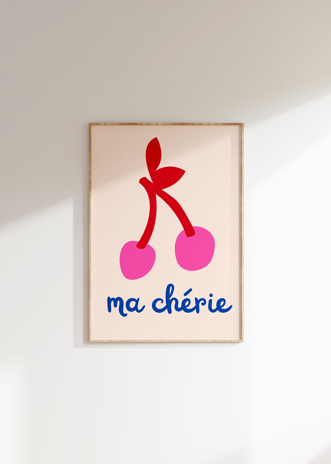 Ma Cherie Cherry Art Print, Coquette Wall Decor