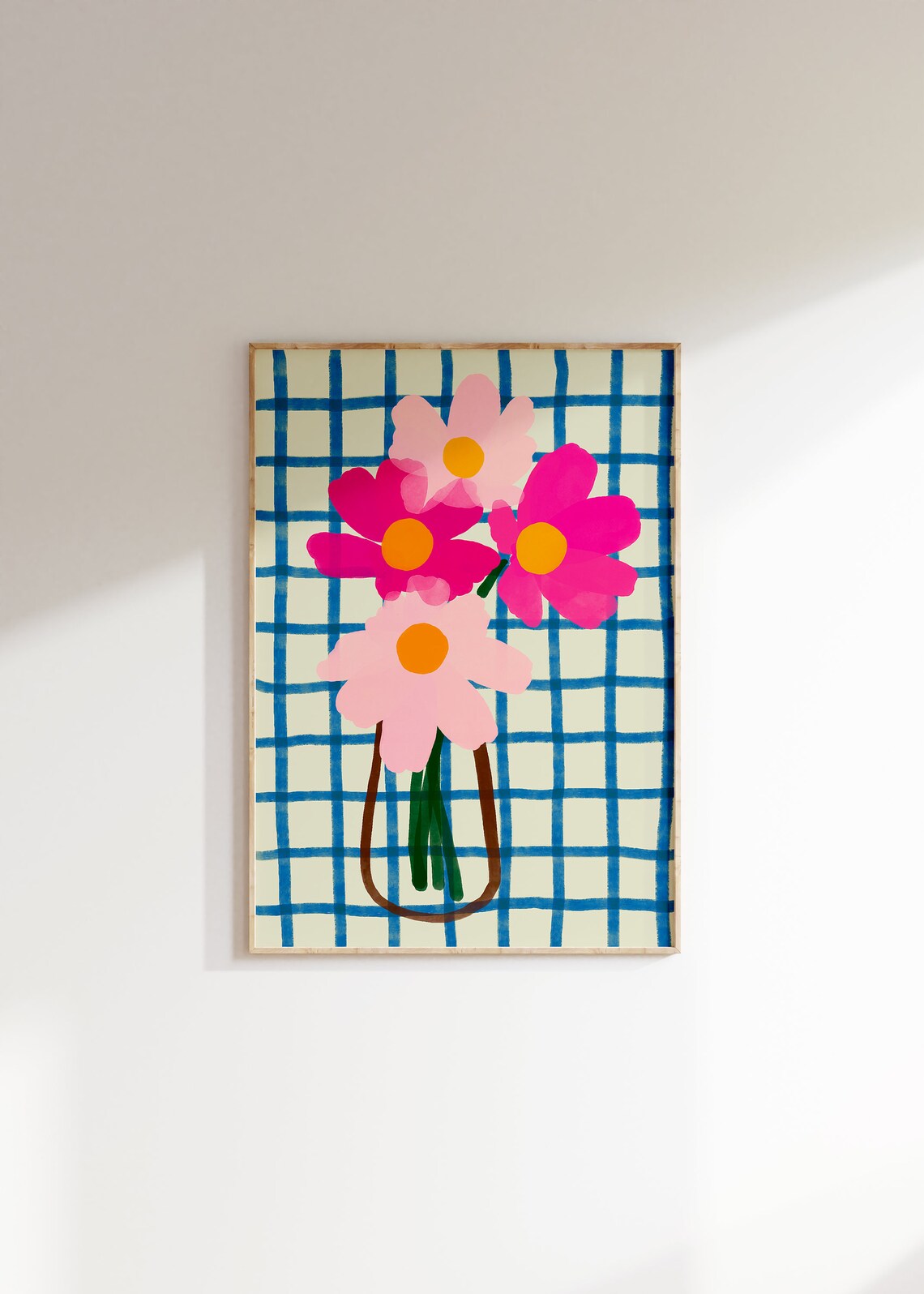 Flower Vase Poster, Danish Pastel Maximalist Decor