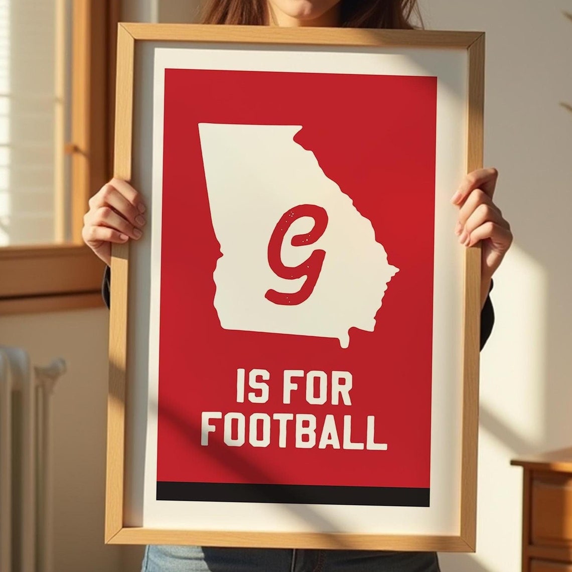 Retro Football Print Georgia Art Poster Sports Team Wall Decor College Sports Gift For Sports Lover Wall Art Sports Dad Gift