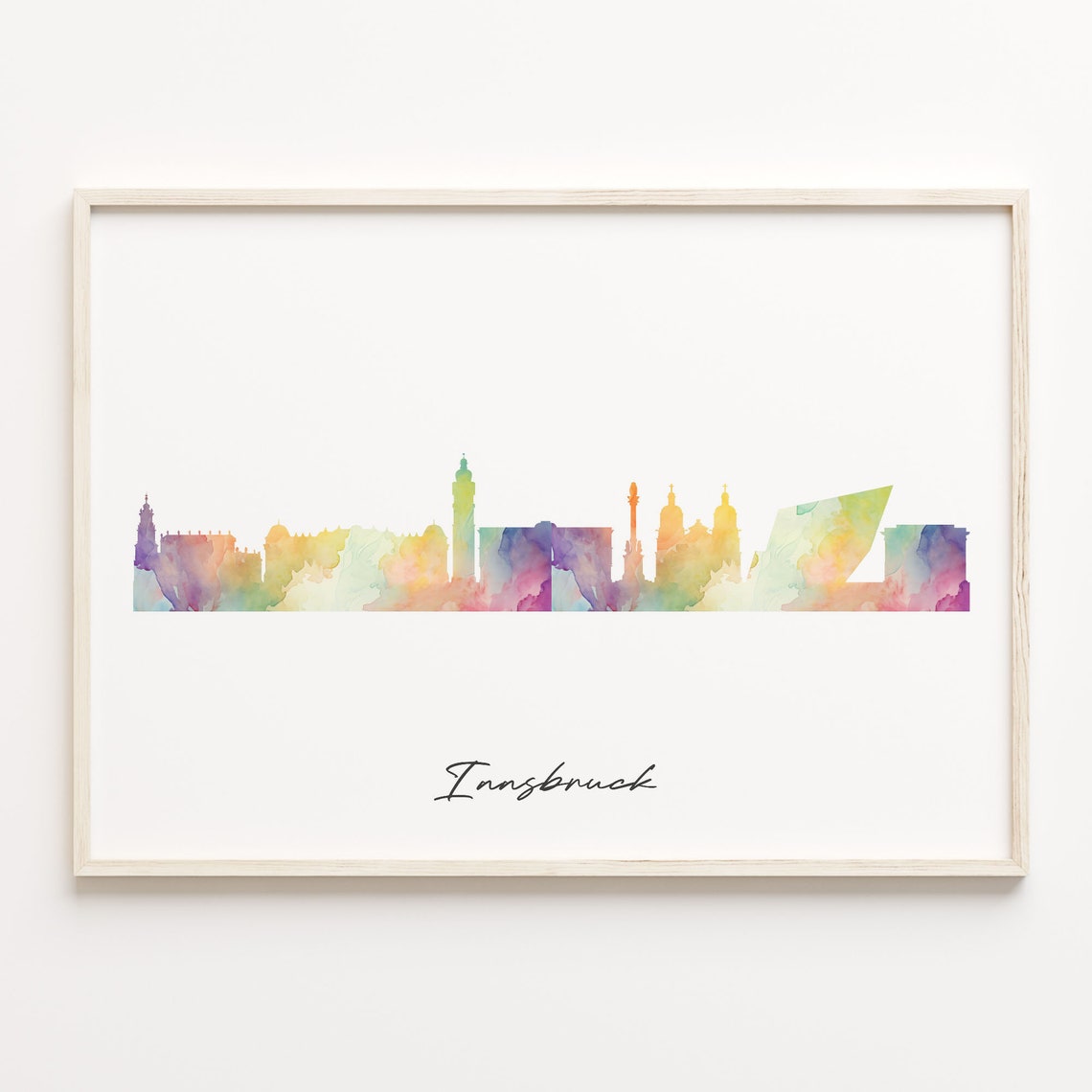 Innsbruck Austria Watercolor Skyline Cityscape Travel Gift Poster