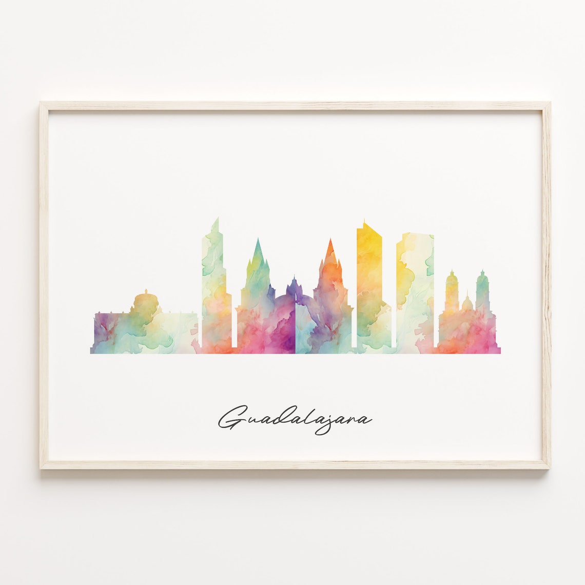 Guadalajara Mexico Watercolor Skyline Cityscape Sunset Hues Poster