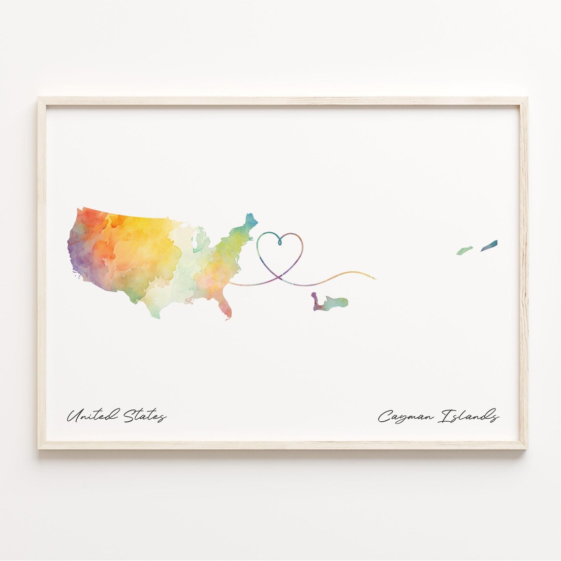 Cayman Islands Watercolor Map, Travel Poster Farewell
