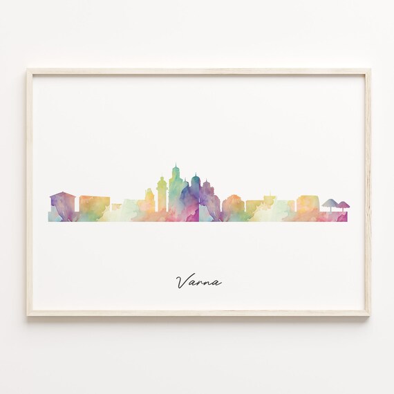 Varna Bulgaria Watercolor Skyline Cityscape Travel Poster Home Decor