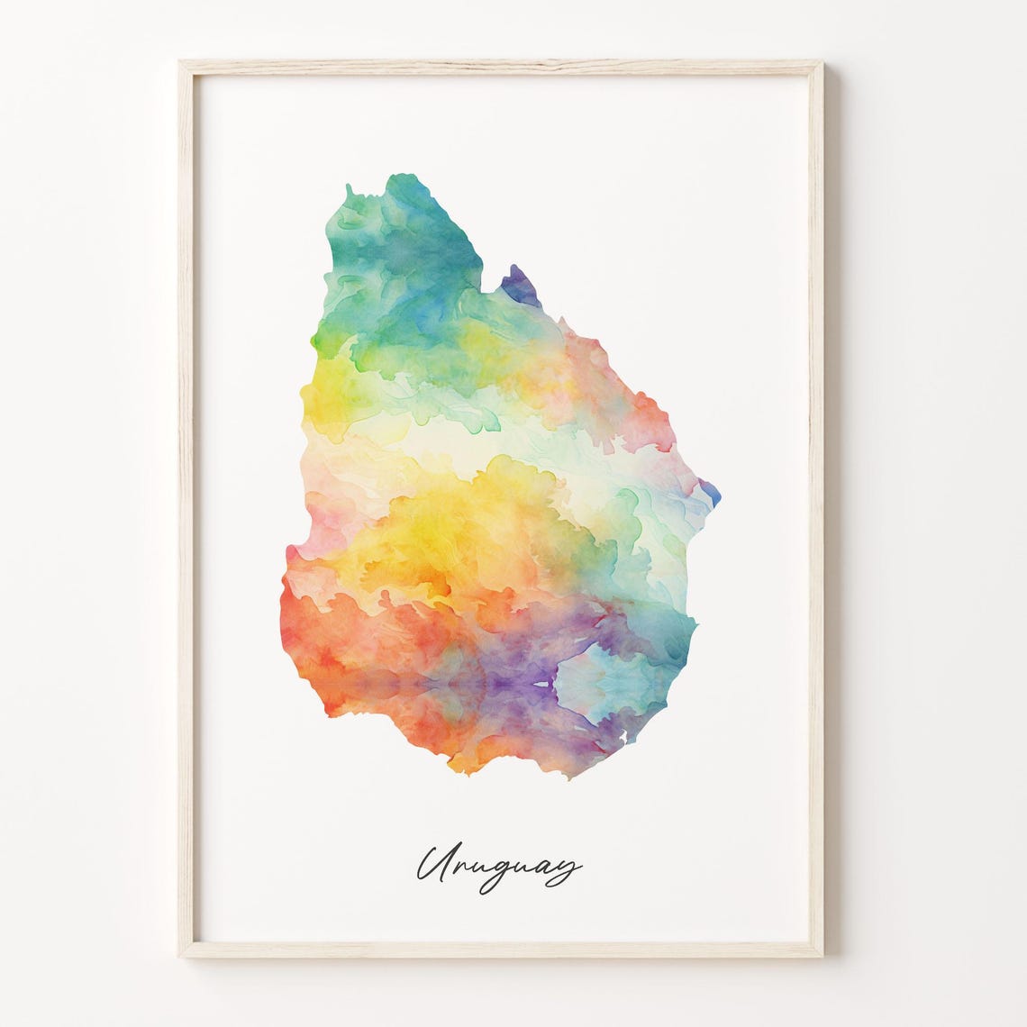 Uruguay Watercolor Map Colorful Country Silhouette Artwork Poster