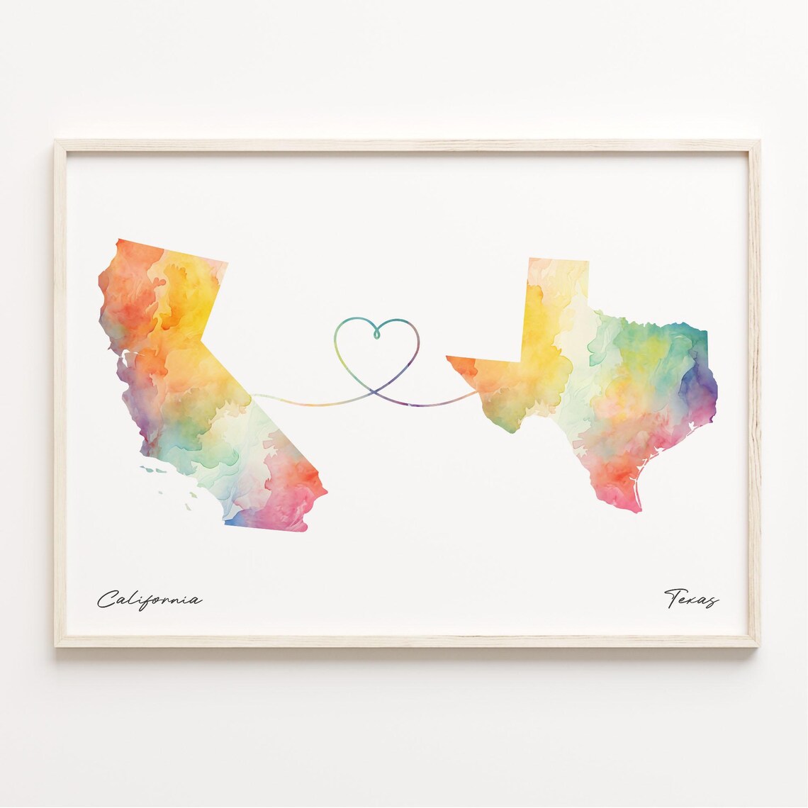 To Texas Watercolor Map Art Print, Texan Gift