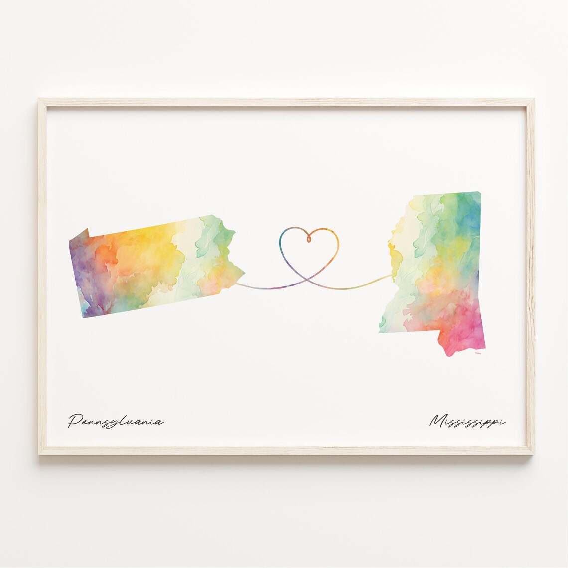 Pennsylvania To Mississippi Print Watercolor Map Poster Mississippian Gift Travel Wall Art New Country C231428