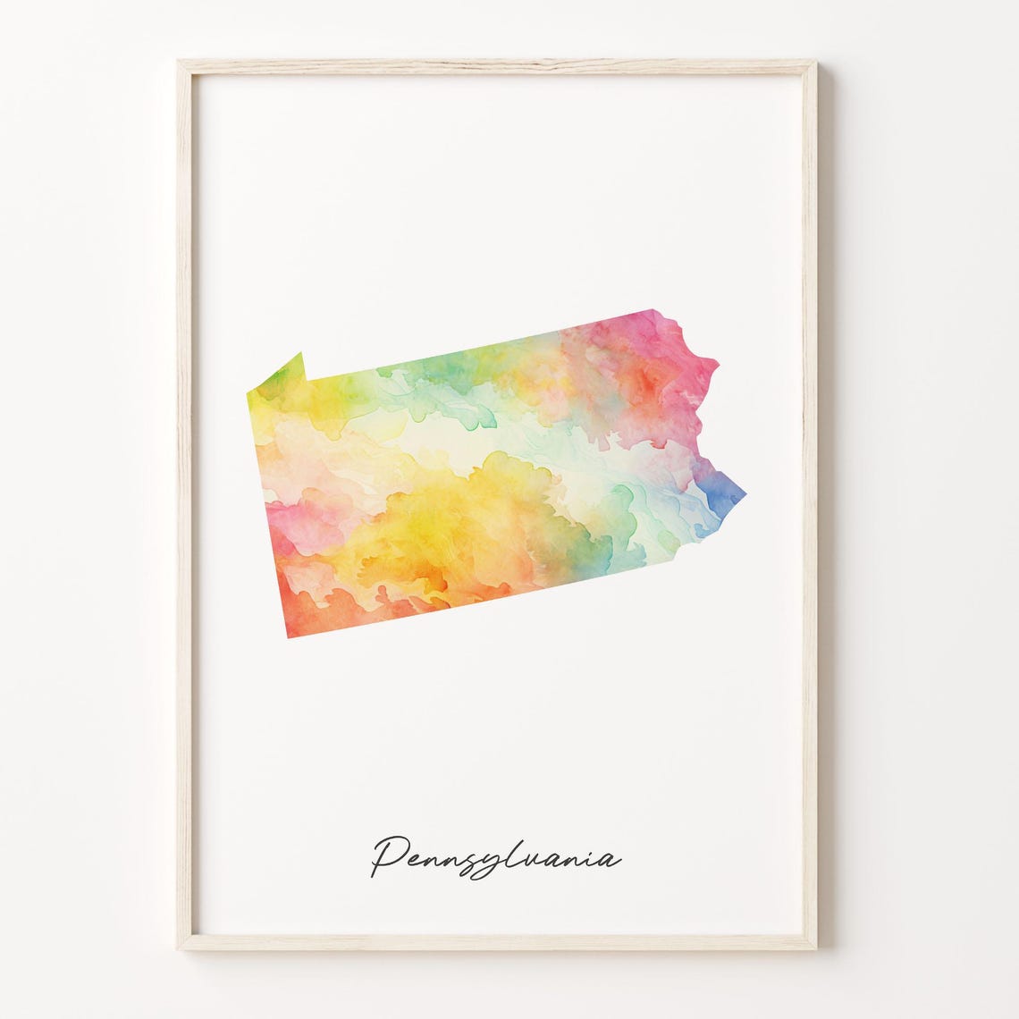 Pennsylvania Watercolor State Map Artwork Vibrant US Art Poster