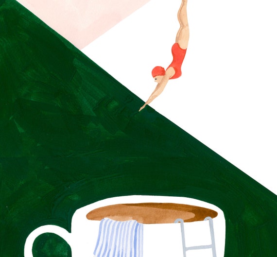 Instant Print Coffee Poster Print Good Morning Coffee Diver Retro Diver Art Kitchen Wall Art Coffee Station Art Art Deco