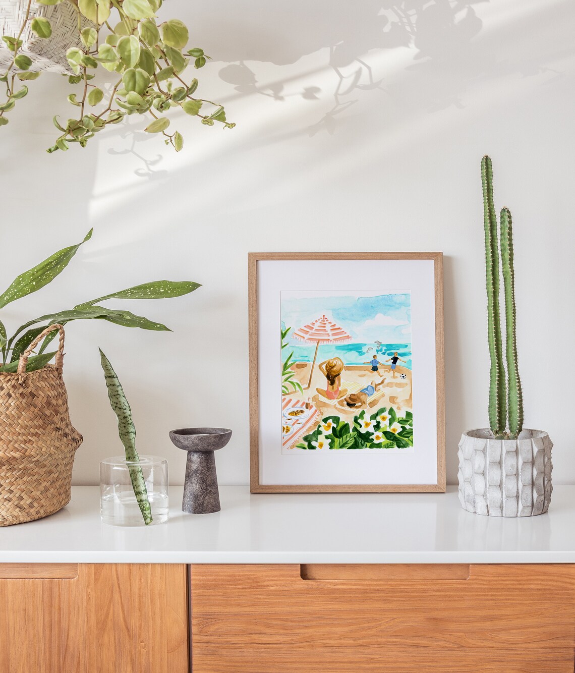 Family At The Beach Print, Retro Tropical Wall Art - Image 3