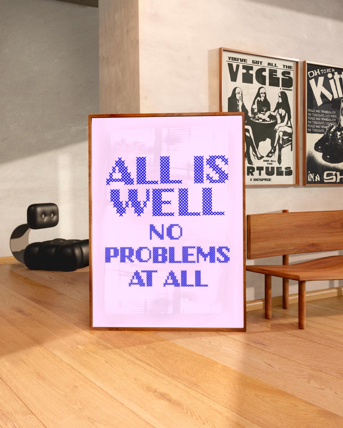 All Is Well No Problems at All Cross Stitch Funny Quote Poster - Image 2