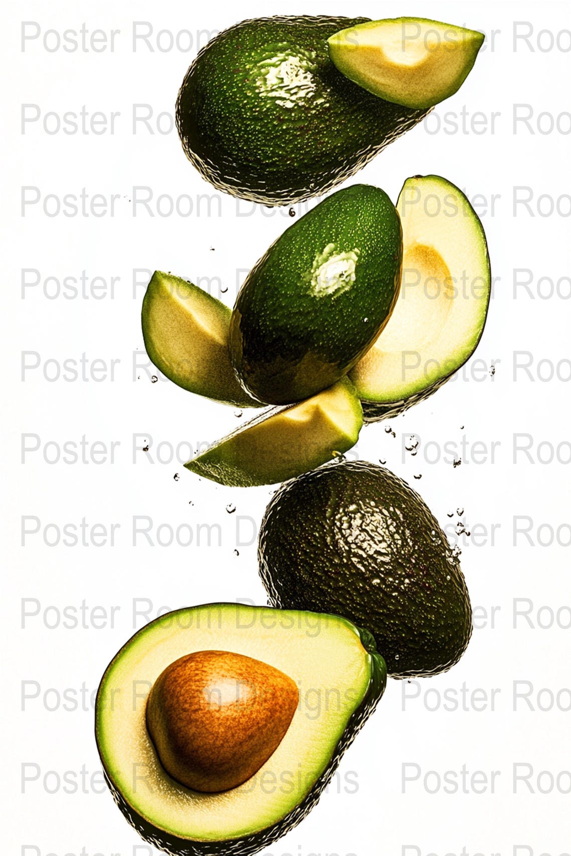 Floating Avocado Halves in Modern Food Photography Style Poster - Image 3