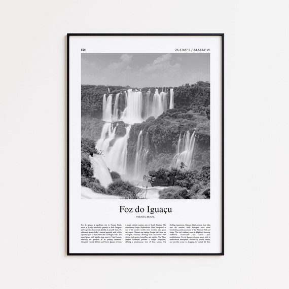 Foz Do Iguau Black And White Print Photo Poster Iguacu Travel Gift Paran Brazil Wall Art