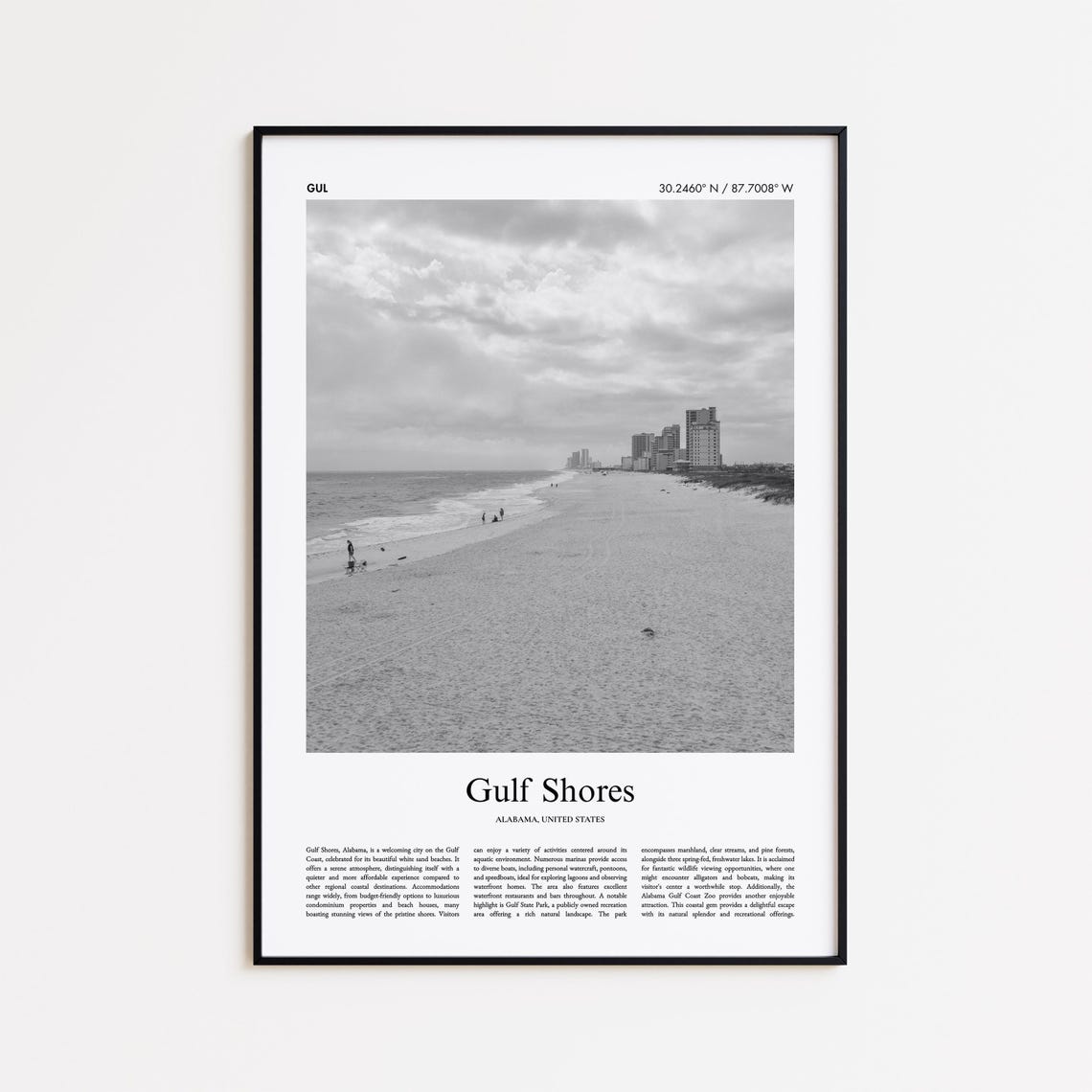 Gulf Shores Alabama White Sand Beach Skyline Photo Travel Poster