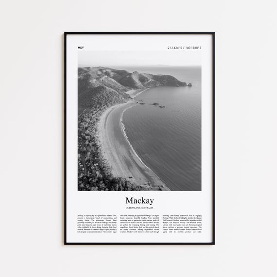 Mackay Black And White Print Photo Poster Travel Gift Queensland Australia Wall Art Minimal Home Decor