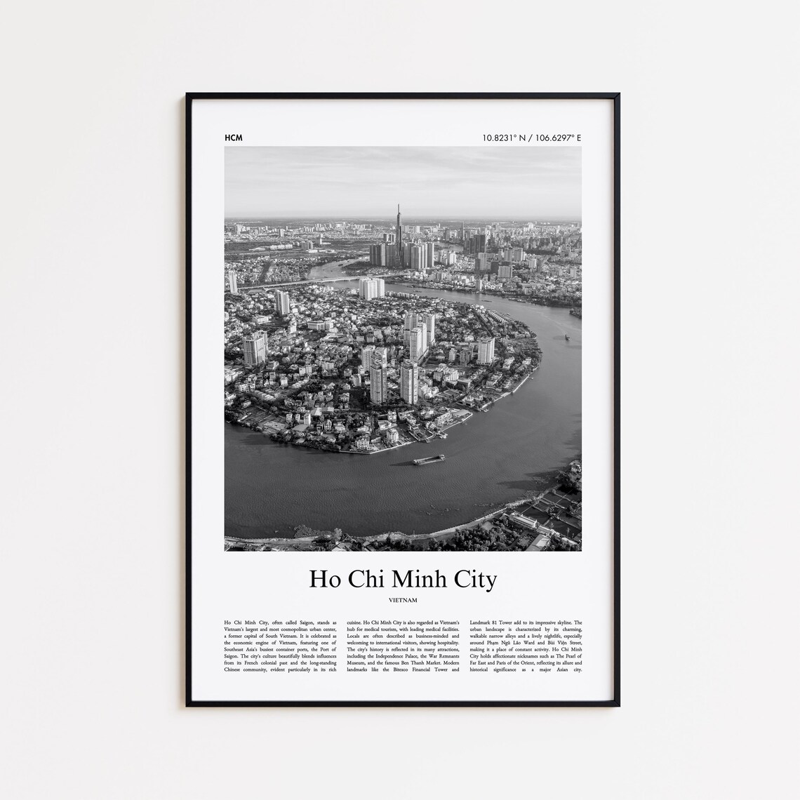 Ho Chi Minh City Vietnam Black And White Photography Poster Saigon